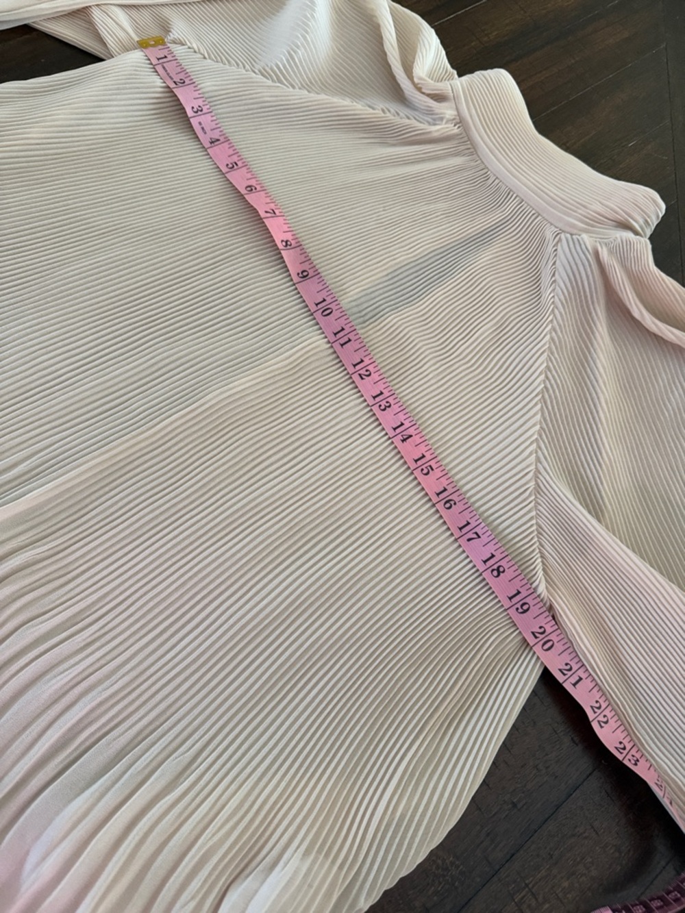 Pleated High-Neck Women's Top in Light Blush/Cream - Picture 5 of 6